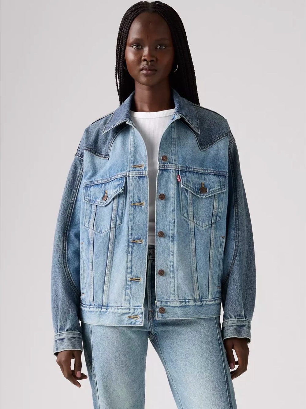 Levi’s Premium ’90s Western Pieced Trucker Denim Jacket Medium NWT